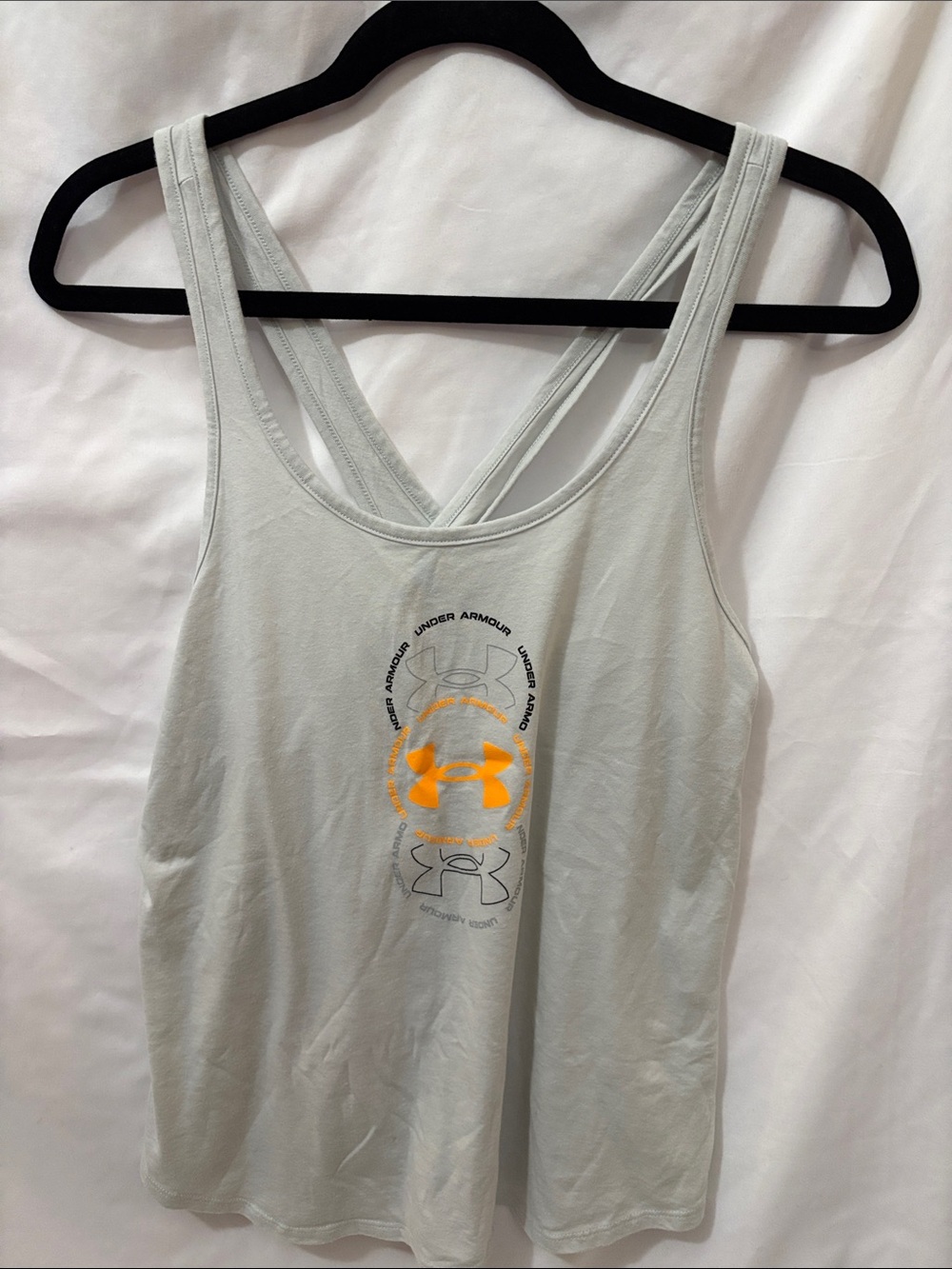 Under Armour Women's Light Gray Tank Top with Orange Logo